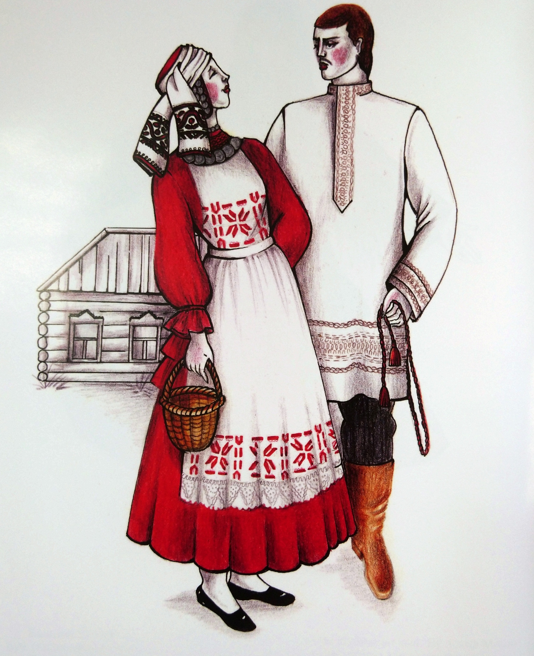 Русский народный свадебный костюм рисунок - 89 фото